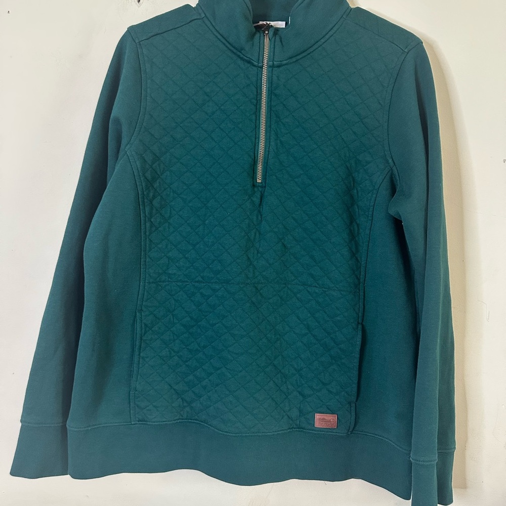 L.L. Bean Quilted Half-Zip Pullover Hoodie in Teal
